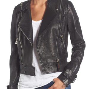 RUDSAK Black Leather Moto MERGO Jacket - Size Medium